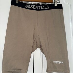 Fear of God Essentials Women's Tan Athletic Shorts with Black Waistband